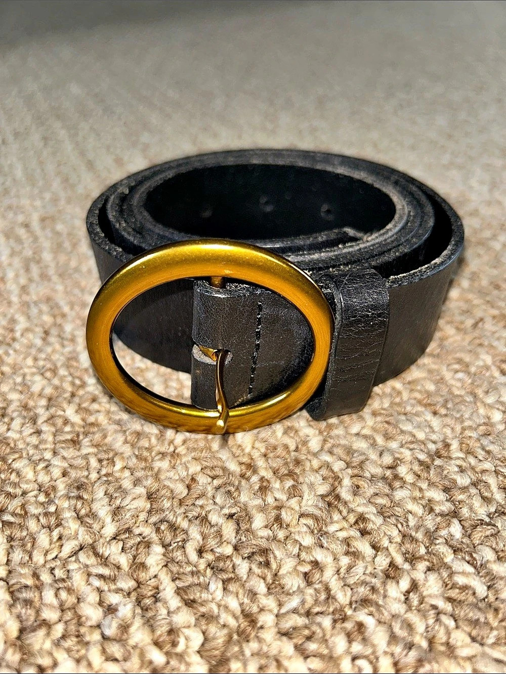 Aritzia Babatone Black leather Belt Gold-Tone Buckle Like New